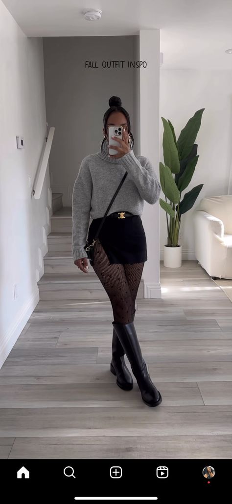 All Black Chic Outfit Baddie, Classy Going Out Outfits Night Winter, Black Birthday Outfit Winter, Concert Outfit Inspo Fall, Casual Thanksgiving Outfits Classy, Winter Body Suit Outfit, Long Boots And Shorts Outfit, Casual Night Out Outfit Black Women, 90s Brunch Outfit