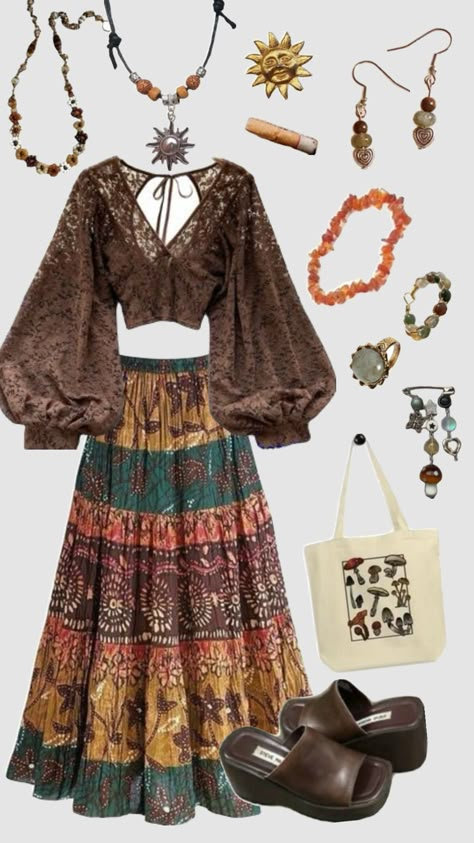 #stevienicks #boho #hippie Hippie Outfit Inspo, Look 80s, Earthy Outfits, Estilo Hippie, Boho Style Outfits, Hippie Style Clothing, Funky Outfits, Swaggy Outfits, Hippie Outfits