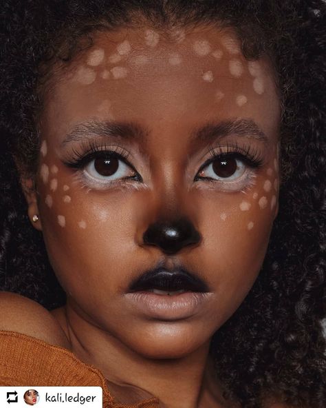 🐆The lost Bambi wearing Geolica Eyevelyn Choco lenses @kali.ledger Deer Face Type, Deer Costume Makeup, Bambi Costume, Kali Ledger, Deer Makeup Tutorial, Bambi Makeup, Deer Face, Deer Makeup, Animal Makeup