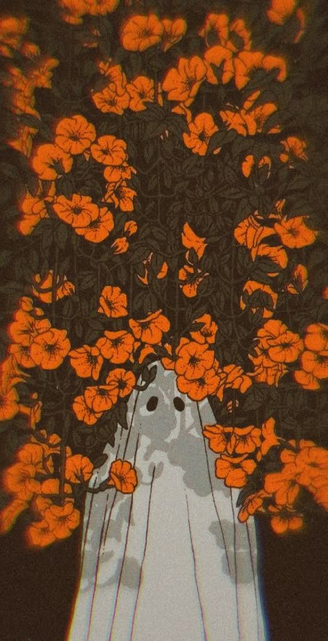 Iphone Wallpaper Spooky Aesthetic, Fall Wallpaper Aesthetic Lock Screen, Moody Halloween Wallpaper, Orange Ghost Wallpaper, Spooky Matching Wallpapers, Backgrounds Iphone Halloween, Autumnal Aesthetic Wallpaper, Matching Halloween Backgrounds, Cute Fall Iphone Wallpaper Aesthetic