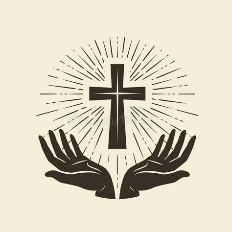 Christianity symbol of Jesus Christ. Cross, worship logo. Vintage vector illustration royalty free illustration Yeshu Masih, 2023 Logo, Cross Of Christ, Christian Drawings, Christian Podcasts, Jesus Christ Cross, Christ Cross, Cross Vector, Jesus Drawings