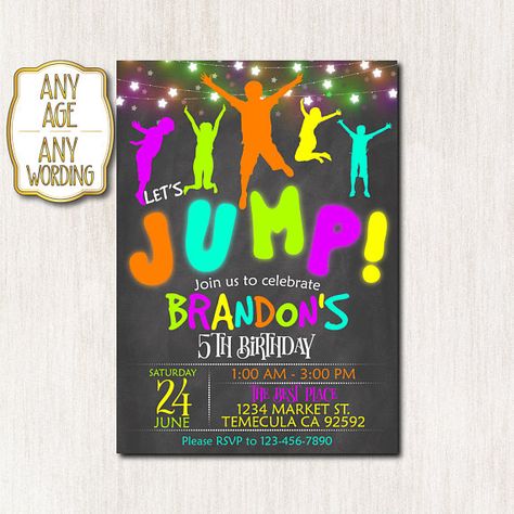 Jump Invitation, Trampoline party invitation, Bounce House Invitation, Trampoline birthday invitatio Trampoline Park Birthday Party, Trampoline Party Invitations, Trampoline Birthday Invitations, Jump Party Invitations, Trampoline Birthday Party, Bounce House Birthday Party, Bounce House Birthday, Trampoline Party, Birthday Party At Park