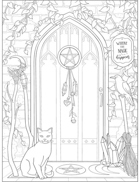 Welcome to Dover Publications Witchy Coloring Pages Free Printable, Pagan Coloring Pages, Winnie The Pooh Coloring Pages, Pooh Coloring Pages, Dover Coloring Pages, Witch Drawing, Witch Coloring Pages, Witch Room, Colored Pencil Artwork