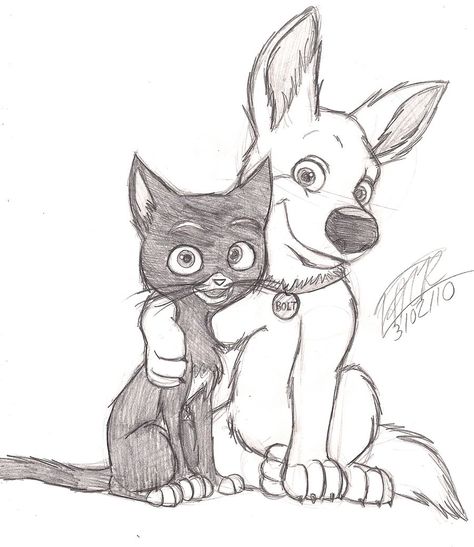 Disney Animals Drawings, Bolt And Mittens, Pixar Drawings, Bolt Drawing, People Cartoon, Disney Character Drawings, Spongebob Drawings, Disney Drawings Sketches, White Shepherd