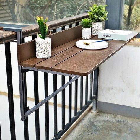 Home Bar Counter, Patio Railing, Balcony Bar, Modern Balcony, Table Folding, Small Balcony Design, Patio Bar Table, Hanging Table, Small Balcony Decor