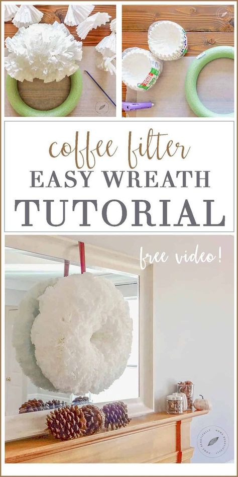 Diy Coffee Filter, Coffee Filter Wreath, Coffee Filter Crafts, Coffee Filter Flowers, Easy Wreaths, Easy Diy Wreaths, Easy Budget, Paper Wreath, Simple Budget