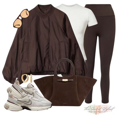 If A/W was a bag, it would be the trending brown suede ‘New York’ bag by @demellierlondon 🤎 It’s a wardrobe staple and I’ve styled it here with a casual outfit for a chic, but comfy everyday look. The chocolate brown bomber jacket is also perfect for A/W, which some classic @adanola Coffee Bean leggings and trending Nike V2K’s 😮‍💨 Adanola Coffee Bean, Suede Brown Bag Outfit, Brown Athletic Outfit, V2k Outfits, Autumn Sport Outfit, Brown Adidas Outfit, Chocolate Outfit Ideas, Outfits With Brown Leggings, Basic Everyday Outfits