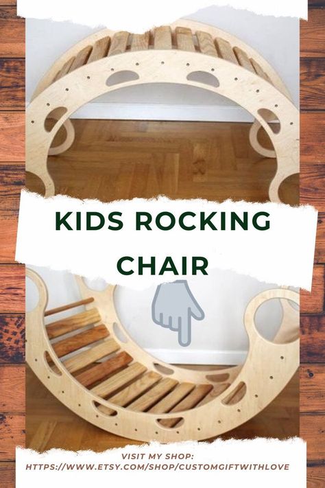 Wooden Kids Rocking Chair & Balance Board ✨ #toddlergames #toddlers #toddlertoys #firstbirthday #firstbirthdayideas #nurserydecor #nursery #babyroom #babyroomdesign #kidsroom #toddlerroom #montessory #woodentoys #firstbirthdayparty #kidsofinstagram #playroomdecor #woodentoys #imagineplay #playroomdecor #playroomdesign #toddlerapproved #activitiesforkids #education #stemforkids Rocking Beds, Wooden Rocking Chair, Preschool Furniture, Baby Rocking Chair, Rocking Cradle, Kids Rocking Chair, Toddler Climbing, Kids Armchair, Wooden Rocking Chairs