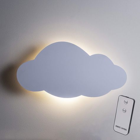 Lights4fun Set of 2 Battery Operated LED Cloud Wall Lights Kids Bedroom Nursery Remote & Timer : Amazon.co.uk: Lighting Led Cloud Wall, Cloud Silhouette, Wall Night Light, Cloud Night Light, Led Bedroom, Cloud Wall, Turn The Lights Off, Childrens Lighting, Wall Lamps Bedroom