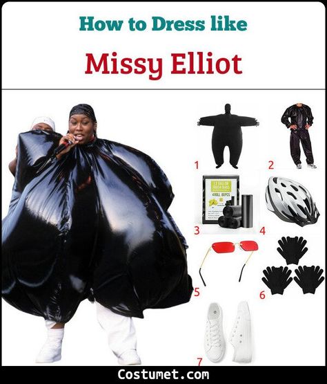 Missy Elliot Trash Bag Costume for Cosplay & Halloween 2021 Missy Elliott Costume, Missy Elliot Costume, Trash Bag Costume, Red Sunnies, Character Halloween Costumes, Missy Elliot, Hollywood Party Theme, Missy Elliott, Sauna Suit