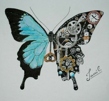 Robot Butterfly Drawing, Steampunk Drawing Ideas, Steam Punk Drawing, Steampunk Drawings, Steampunk Art Drawing, Steampunk Drawing, Steampunk Butterfly, Steampunk Glasses, Steampunk Tattoo