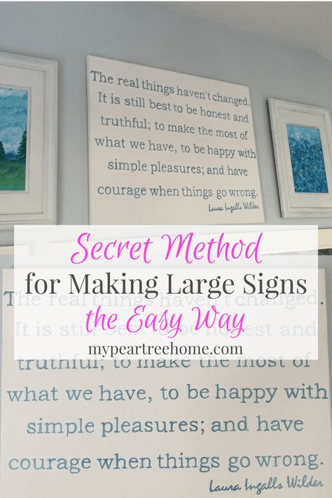 Want to learn how to make those canvas signs you see all over Hobby Lobby and other home stores? Click to the post to see how to make large art for your home for just a few dollars! Home Stores, Diy Quotes, Arts And Crafts House, Diy Bed Frame, Metal Tree Wall Art, Diy Wood Signs, Diy Bar, Metal Tree, Art For Your Home