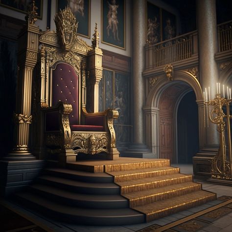 Dark Throne Aesthetic, Throne Room Fantasy Art, Throne Background, Medieval Throne Room, Royal Throne Room, Fantasy Throne Room, Ball Room Aesthetic, Royal Chair, Royal Room