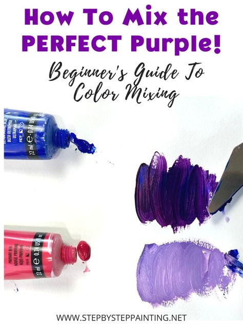 How To Make Purple - A Comprehensive Tutorial On Mixing Purple! How To Make Light Purple Paint, Making Purple Colour, How To Make Light Purple Colour, Mixing Purple Paint Acrylic, How To Make Dark Purple Paint, How To Make Lavender Color Paint, How To Mix Purple Color, How To Get Purple Color By Mixing, How To Mix Purple Acrylic Paint