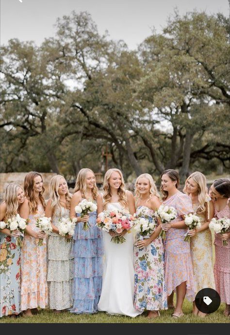 Colorful Garden Wedding Bridesmaid, Garden Style Wedding Dress, Amazon Bridesmaid Dresses, Bouquet Stand, Cottagecore Wedding, White Bouquets, College Roommate, Floral Bridesmaid Dresses, Amazon Purchases