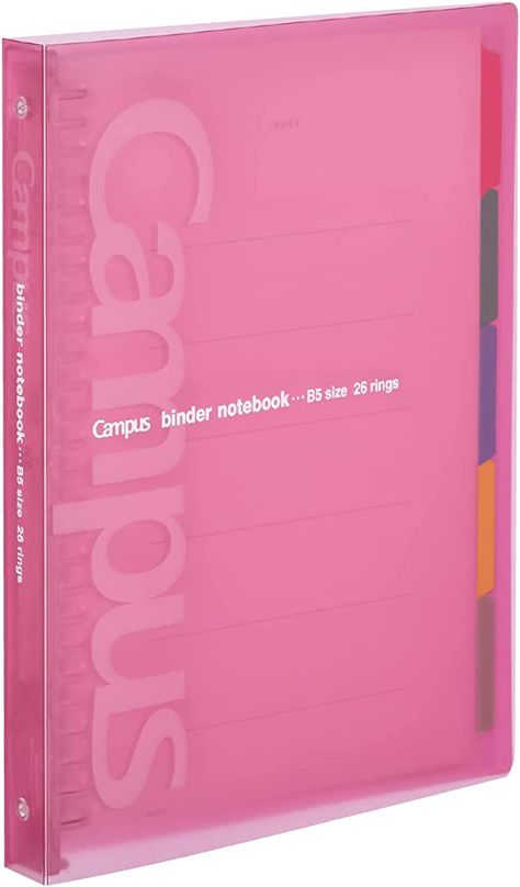 Kokuyo Campus Slide Binder, Middle Type, B5, 26 Holes, Up to 100 Sheets, Pink, Japan Import (RU-P333NP) Notebook Dividers, Pink Japan, School Wishlist, Tab Dividers, Stationery Obsession, School Must Haves, School Bag Essentials, School Binder, School Supplies Shopping