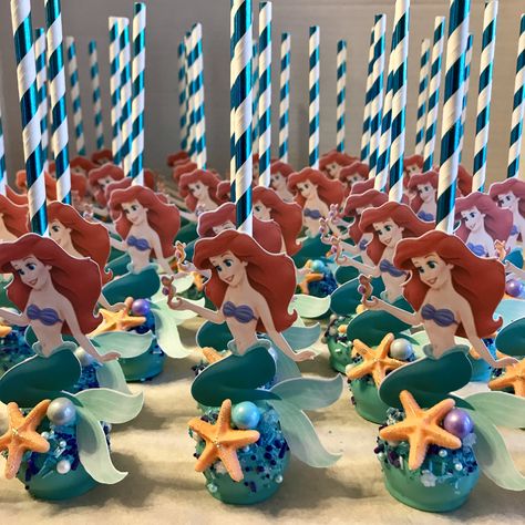 Ariel Cake Pops, Little Mermaid Cake Pops, Mermaid Cakepops, Mermaid Treats, Mermaid Cake Pops, Mermaid Birthday Party Food, Little Mermaid Cake, Lil Mermaid, Ariel Birthday Party