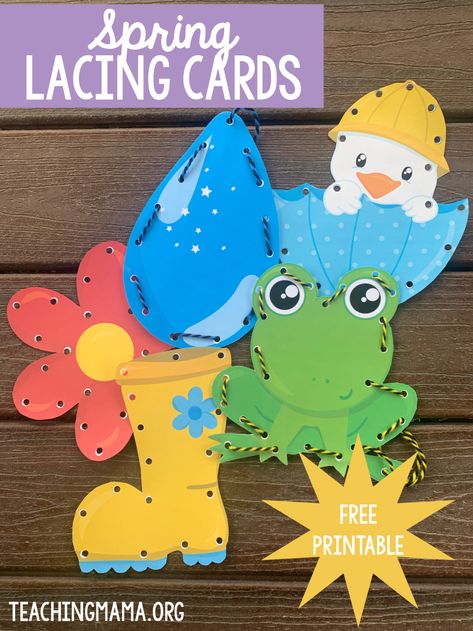 spring lacing cards Montessori Jobs, Preschool Curriculum Ideas, Toddler Yoga, Spring Theme Preschool, Spring Preschool Activities, Preschool Fine Motor Skills, Science Birthday Party, Teaching Mama, Spring Activity