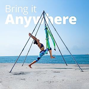 Yoga Trapeze Stand, Suitable for Aerial Silk, Yoga Swings, Stable Rock-Solid Aluminium, Indoor, and Outdoor Use | Rock-Solid Design: used for Yoga Trapeze, Swing, Hammocks, Olympic Rings, Heavy Bags, and as a Pull-Up Bar | Indoor & Outdoor: works both indoors and outdoors equally well on level or uneven surfaces like grass | #Yoga #Trapeze #Swing #Hammocks #OlympicRings #HeavyBags #PullUpBar #affiliatelink #amazon #prime Silk Yoga, Yoga Trapeze, Air Yoga, Aerial Yoga Poses, Yoga Inversions, Yoga Hammock, Yoga Equipment, Outdoor Yoga, Aerial Silks