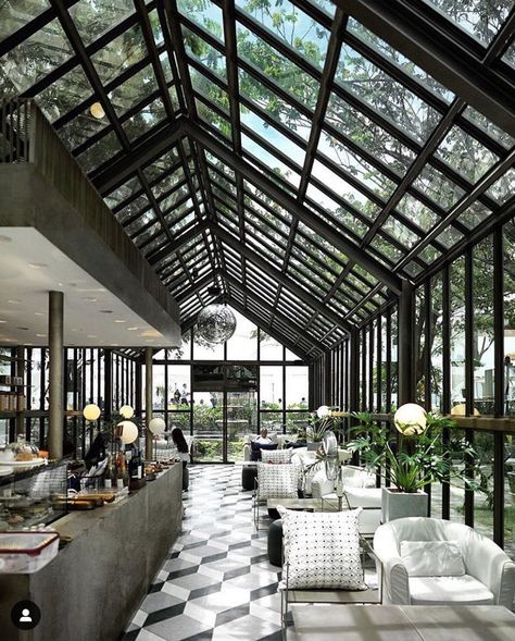 Dröm Hus Planer, Water Restoration, Thailand Restaurant, Greenhouse Restaurant, Greenhouse Cafe, Rooftop Restaurant Design, Hua Hin Thailand, Coffee Shops Interior, Restaurant Architecture