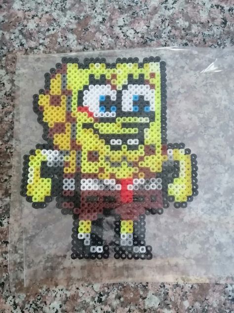 Spongebob Perler Bead Patterns, Spongebob Perler Beads, Melt Beads, Spongebob Square, Graph Paper Drawings, Melting Beads, Bead Ideas, Perler Bead Art, Paper Drawing