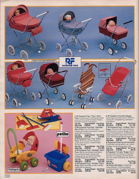 Vintage British Argos 1986 Catalogue by trippyglitters, via Flickr British Childhood, 80s Childhood, Vintage Pram, 1970s Childhood, Toy Catalogs, Pram Toys, Baby Quilt Pattern, Childhood Memories 70s, Dolls Prams