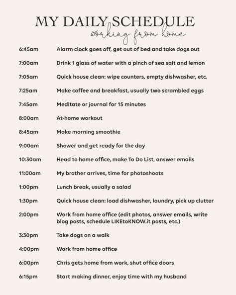 Daily Routine Schedule, Southern Curls And Pearls, Week Schedule, Morning Smoothie, Life Routines, Routine Planner, Morning Skin Care Routine, Work From Home Tips, Daily Schedule