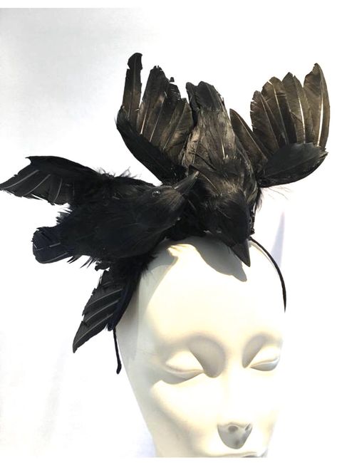 Raven Costume, Crow Costume, Steampunk Halloween, Raven Bird, Bird Costume, Black Fascinator, Feather Headband, Feather Fascinators, Witchy Woman