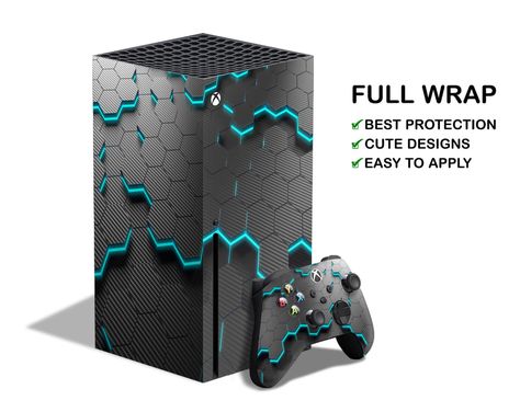 Carbon Fiber Hexagon XBox One X Skin XBox One S Black & Blue | Etsy Vinyl Scratch, Xbox Series S, Xbox One X, Star Decals, Blue Neon, Xbox One S, Xbox Series X, Custom Initials, Coloring Stickers