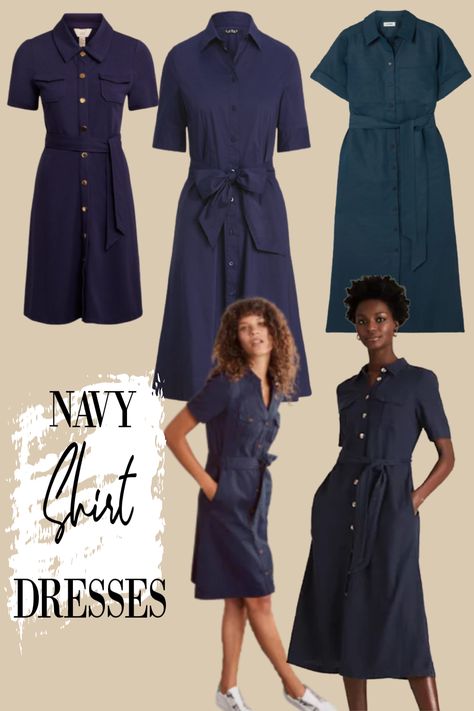 Navy shirt dresses Shirt Dress Work Outfit, Navy Blue Shirt Dress Outfit, Navy Dress Outfit Casual, Navy Shirt Dress Outfit, Navy Shorts Outfit, Navy Blue Dress Outfit, Shirt Dress Outfit Summer, Navy Linen Dress, Dresses For Women Classy