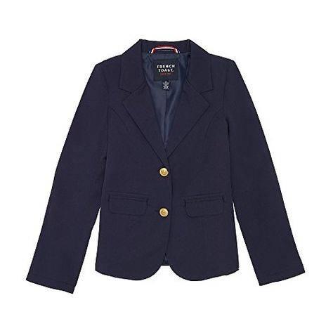 French Toast Girls' Classic School Blazer  Polyester blend twill  Classic blazer styling  Embossed gold buttons at front closure and at sleeve  Fully lined  Functional front pockets Uniform Wardrobe, Uniform Blazer, Blazer Styling, School Blazer, Cute Blazers, Blazer For Boys, Button Sleeves, Classic Blazer, Navy Blazer