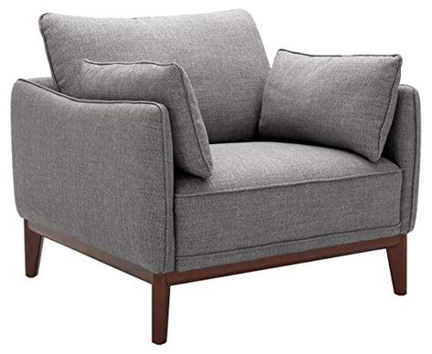 Amazon Brand – Stone & Beam Hillman Mid-Century Living Room Chair with Wood Base and Legs, 39"W, Fog Gray Stone & Beam Mid Century Chairs Living Room, Mid Century Loveseat, Comfortable Living Room Chairs, Apartment Sofa, Mid Century Living Room, Living Room Chair, Mid Century Sofa, Living Room Accents, Affordable Furniture