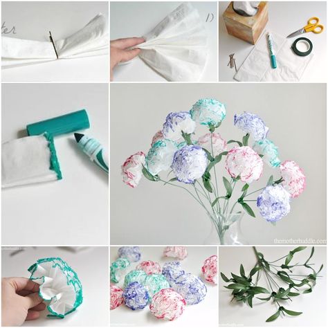 Diy Tissue (Kleenex) Flowers Kleenex Flowers, Diy Wedding Bouquet Fake Flowers, Wedding Bouquet Fake Flowers, Making A Bouquet, Diy Wedding Bouquet, Floral Tape, Mothers Day Flowers, Paper Flowers Diy, Mothers Day Crafts