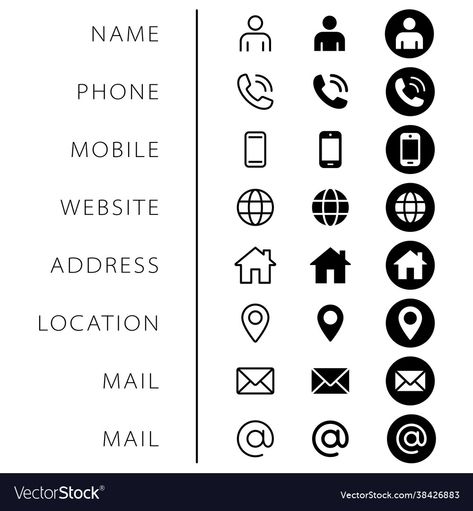 Website Icons Design, Website Symbol, Address Icon, Mail Logo, Business Card Icons, Illustration Business Cards, Card Icon, Email Icon, Packaging Template Design