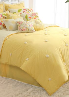 Lime Green Bedrooms, Yellow Comforter, Quilt Collection, Dream Dorm, Yellow Cottage, Yellow Room, White Linen Bedding, Yellow Decor, Yellow Bedroom