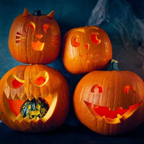 Easy Pumpkin Designs, Easy Pumpkin Carving Ideas, Cat Pumpkin Carving, Scary Pumpkin Faces, Cute Pumpkin Carving, Pumpkin Carving Kits, Creative Pumpkin Carving, Amazing Pumpkin Carving, Easy Pumpkin Carving