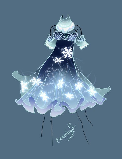 Snowflake Dress Adopt Auction Closed by RebirthAtDusk Vestidos Anime, Snowflake Dress, 귀여운 음식 그림, Clothing Design Sketches, Drawing Anime Clothes, Dress Sketches, Dress Drawing, Anime Dress, Fashion Design Drawings