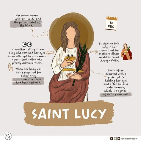 Saint Lucia Day | December 13th | Winter | carissimaedei Saint Lucy Costume, Female Saints Catholic, Saint Lucia Day, Sankta Lucia, Santa Lucia Day, Catholic Feast Days, St Lucia Day, St Lucy, Saint Lucy