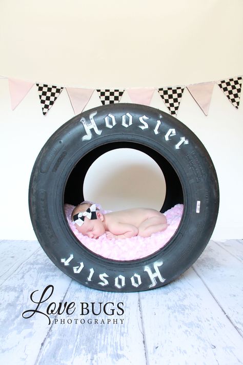 LOVE this except i would have my baby in a mud tire!!!! Should of done this w. A-Mae! Race Car Nursery, Beauty Fotografie, Racing Baby, Car Nursery, Boy Newborn, Foto Baby, Newborn Shoot, Baby Gender Reveal, Newborn Baby Photography