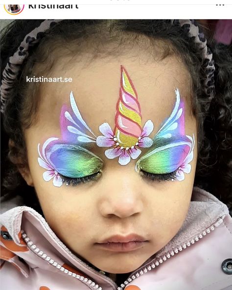 Face Paint Unicorn Easy, Rainbow Unicorn Face Paint, Unicorn Makeup Kids, Unicorn Face Paint Easy, Face Paint Unicorn, Unicorn Face Paint, Face Painting Unicorn, Rainbow Face Paint, Festival Face Paint