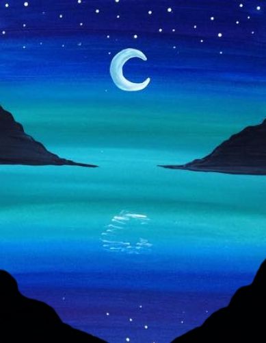 Moonlight at Midnight Landscape Wall Painting, Rego Park, Chalk Pastel Art, The Art Sherpa, Soft Pastels Drawing, Paint Nite, Easy Canvas Painting, Acrylic Painting Tutorials, Night Painting