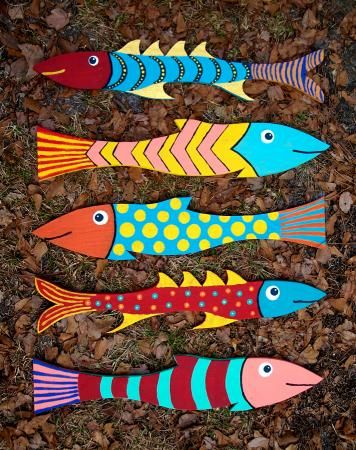 Fish Art Project, Fish Painting Ideas, Painting Fish, Painted Fish, Whimsical Fish Paintings, Colorful Fish Painting, Fish Paintings, Whimsical Fish, Funky Fish Art