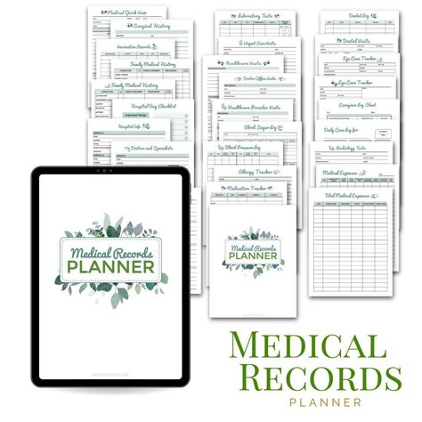 Medical Records Planner » Powered by ThriveCart Medical Records Organization, Medical Records Printable Free, Blood Pressure Log, Dentist Visit, Medication Tracker, Urgent Care, Medical Records, Planner Sheets, Stressful Situations