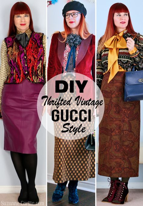 Vintage Fashion Quotes Aesthetic, Vintage Gucci Outfit, Gucci Style Women, Vintage Eclectic Outfits, Quirky Fall Fashion, Eclectic Maximalism Outfit, Eclectic Fashion Vintage, Eclectic Fall Outfits, Gucci Inspired Outfit Women