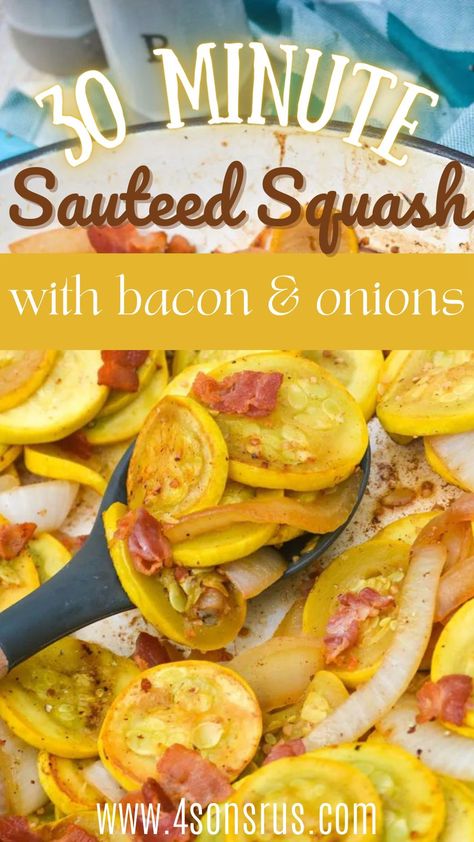 Squash Bacon Recipes, Squash And Onions Sauteed Southern, Crooked Neck Yellow Squash Recipes, Squash And Pepper Recipes, Squash With Bacon And Onion, Yellow Squash Sauteed, Sauteed Yellow Squash Recipes Onions, Stove Top Squash, Zucchini And Yellow Squash Recipes Grill