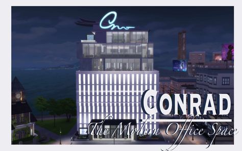 Conrad Modern Corporate Office Space | Simelliot on Patreon Sims 4 Office Build, Sims 4 Office Building Lot, Sims 4 Office Building, Corporate Office Space, Modern Corporate Office, Lotes The Sims 4, Cc Shopping, Office Space Corporate, Sims 4 Cc Finds