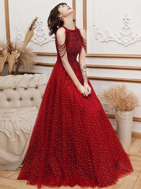 Korean Prom, Sleeve Bridesmaid Dress, Royalty Dress, Simple Frock Design, A Line Prom Dress, Simple Gowns, Red Gown, Wedding Elegant, Party Wear Indian Dresses