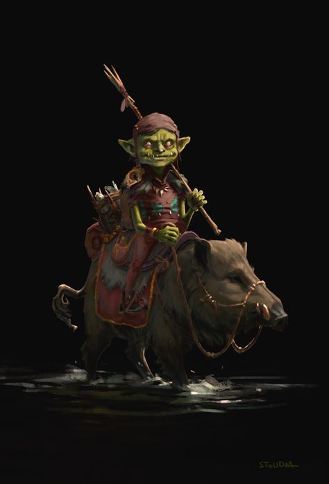 ArtStation - goblin fisherman, Petr Stovik Beast Master Ranger, Goblin Rider, Ixalan Art, Goblin Male, Beast Master, Goblin Art, Pathfinder Character, Goblin King, Drawing Animals