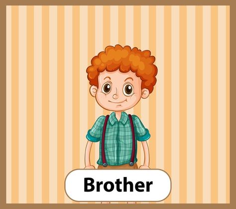 Educational English word card of brother Brother Clipart, Grade 2 English, Kindergarten Decorations, English Word, Instagram Frame, Cityscape Photos, Infant Activities, Background Banner, English Words