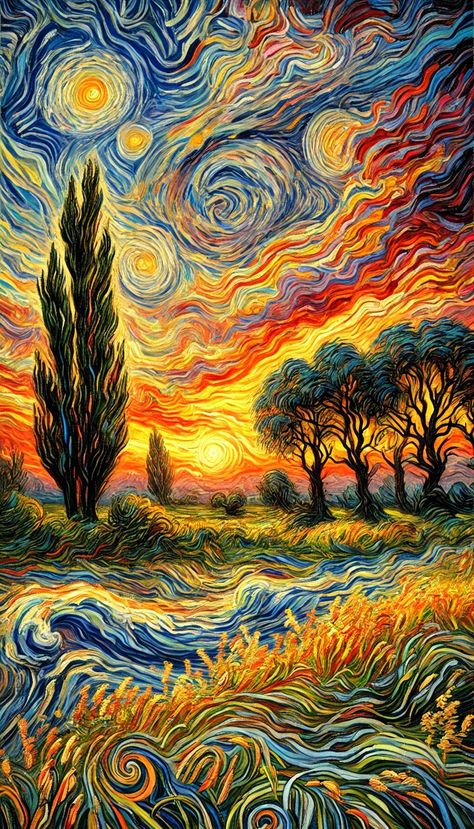 Van Gogh Inspired Paintings, Pintura Van Gogh, Vincent Van Gogh Wallpaper, Van Gogh Inspired Art, Abbey Sy, Street Art Ideas, Van Gogh Style, Starry Night Art, Van Gogh Inspired